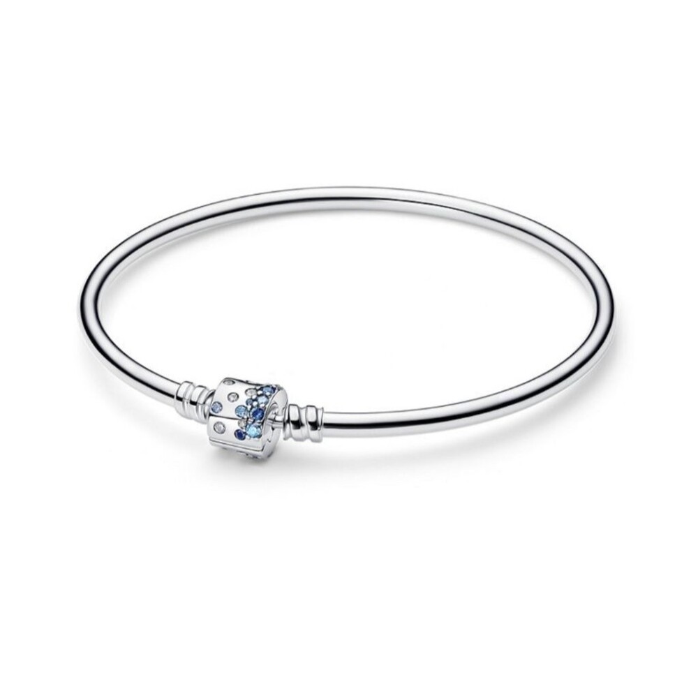 Women's Pandora Silver & Blue Charm Bracelet 6.7
inches